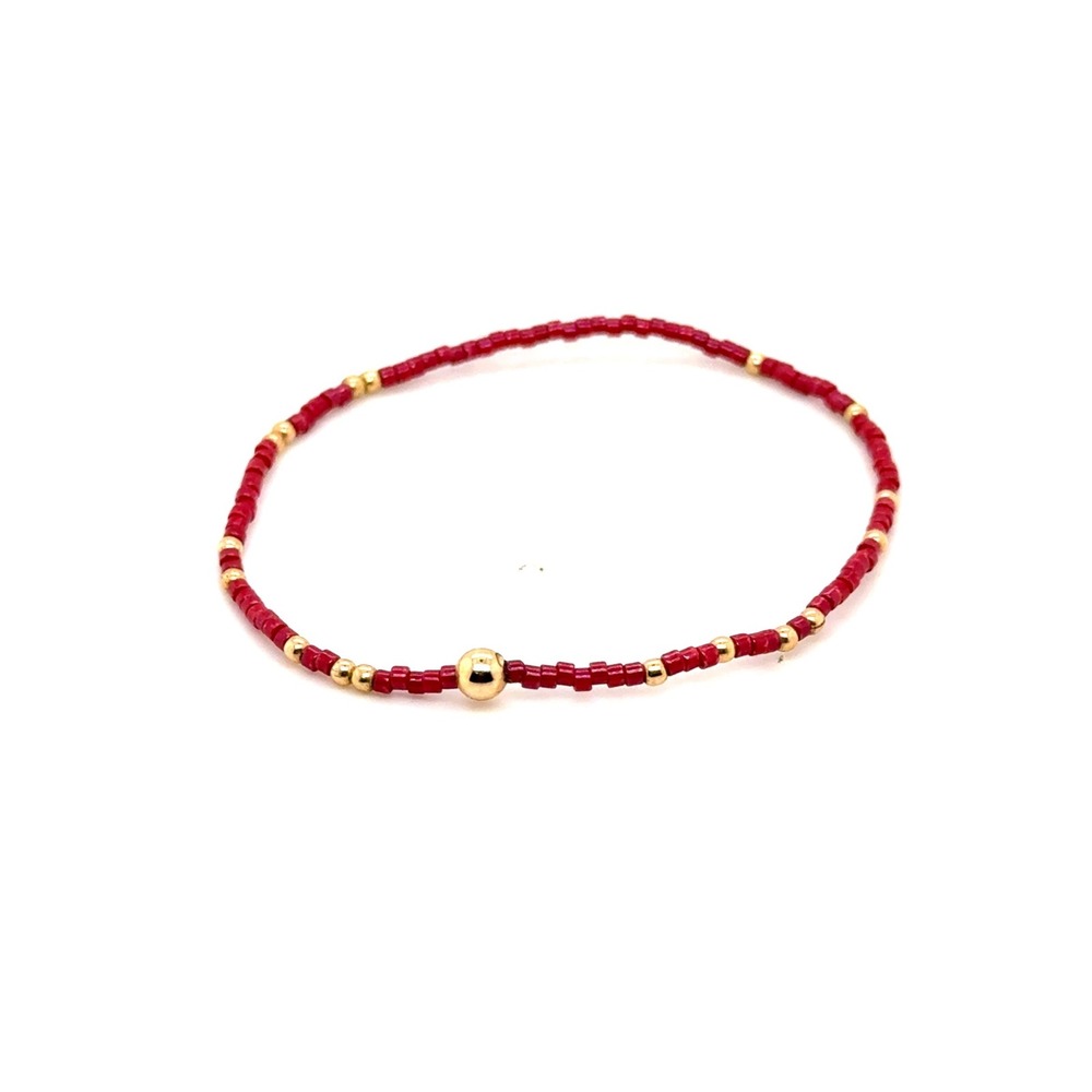 Enewton Hope Unwritten Red Seed Bead 14kt Gold Filled Stretch Bracelet